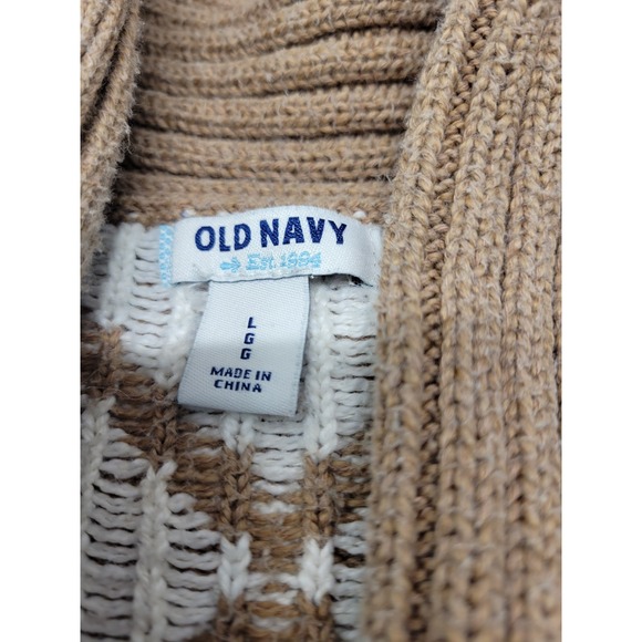 Old Navy Boho Geometric Knit Cardigan Sweater‎ Camel & White Southwestern L - Picture 9 of 10